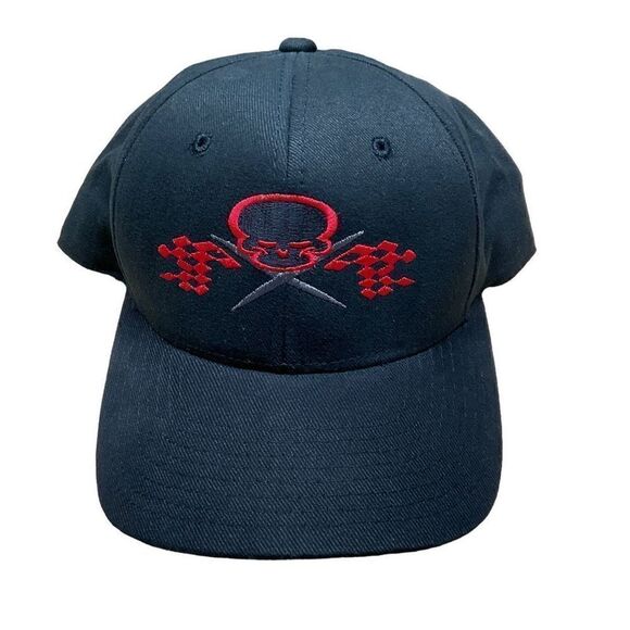 No Fear Hat Skull Flag Flex Ball Cap Black Red Stitching Small/Medium - Picture 6 of 16